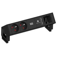 Bachmann Multi-Tischsteckdose Aufb 1USB 902.603 schwarz Kunststoff