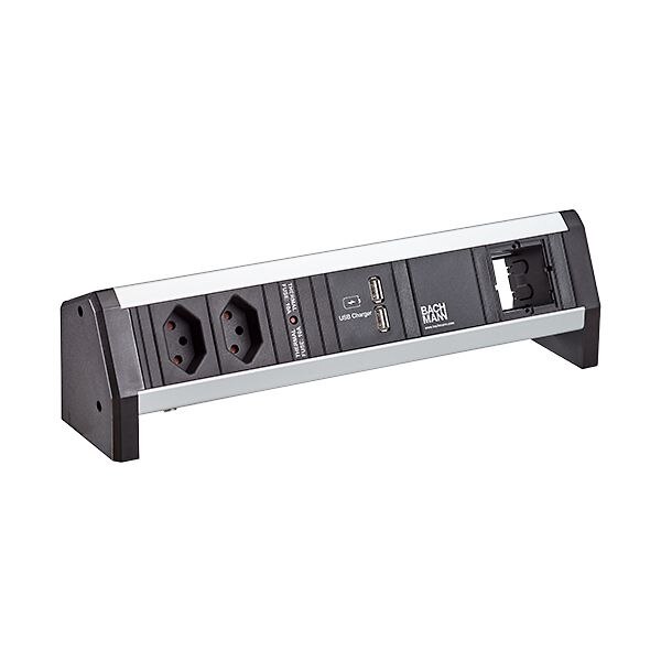 Bachmann Bachmann Steckdosenleiste 2-fach alu 1xUSB 902.0578 90° IP20