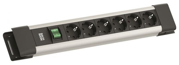 Bachmann Bachmann Steckdosenleiste 6-fach schwarz/si 2m CONNECTUS BM005905 mit Ein/Aus 35° IP20