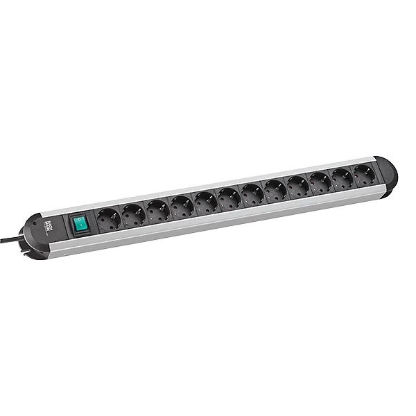 Bachmann Bachmann Steckdosenleiste 12-fach schwarz 2m 35° PRIMO 330.073 mit Ein/Aus IP20 1,5qmm