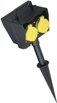 Bachmann Gartensteckdose 2-fach schwarz 2m IP44 394.180 1,5qmm