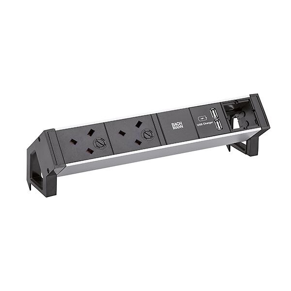 Bachmann Bachmann Steckdosenleiste 2-fach alu 2xUSB 937.004 0,2m 35° IP20 1,5qmm