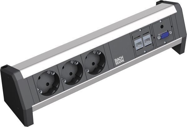 Bachmann Bachmann Steckdosenleiste 3/3-fach schwarz 35° DESK 339.1005 IP20