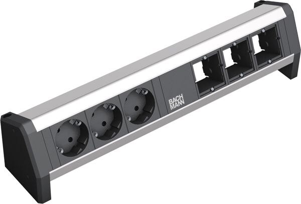 Bachmann Bachmann Steckdosenleiste 3/3-fach schwarz 35° DESK 902.002 IP20