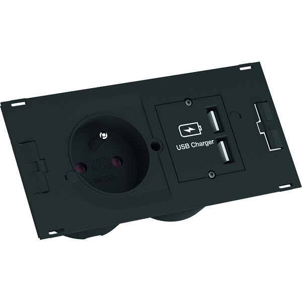 Bachmann Bachmann Steckdosenleiste 1-fach schwarz 1xUSB 2m 929.042 90° IP20 1,5qmm