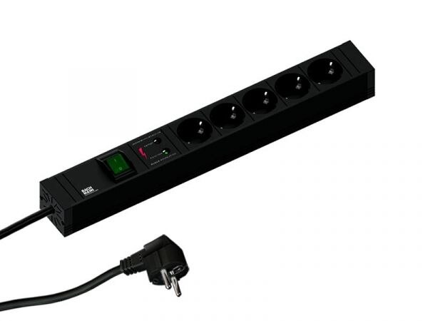 Bachmann Bachmann Steckdosenleiste 5-fach schwarz 2m 35° 420.0022 mit Ein/Aus IP20 ÜSS 1,5qmm