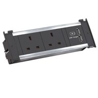 Bachmann Steckdosenleiste 2-fach alu 1xUSB 927.012 2m 90° IP20 1,5qmm