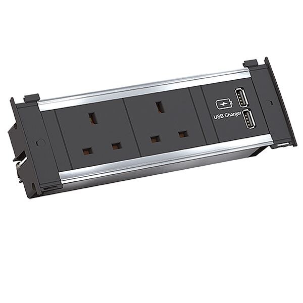 Bachmann Bachmann Steckdosenleiste 2-fach alu 1xUSB 927.012 2m 90° IP20 1,5qmm