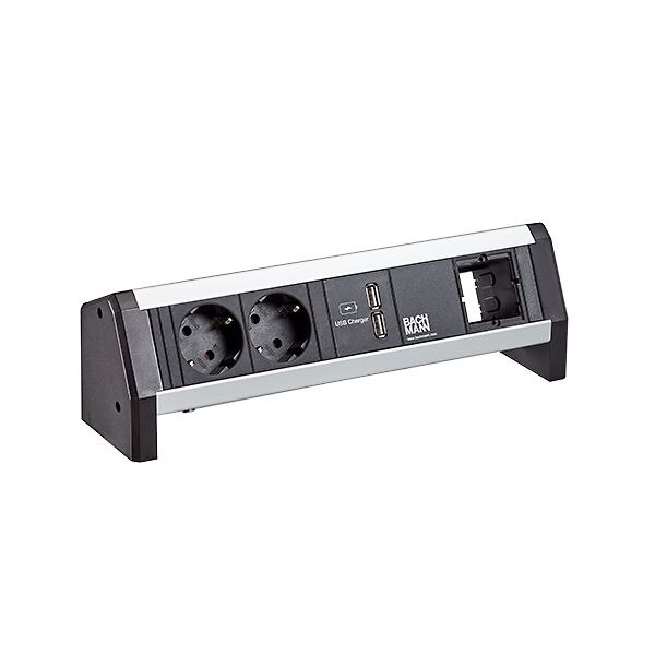 Bachmann Bachmann Steckdosenleiste 2-fach alu 1m 35° 902.0243 IP20 1,5qmm