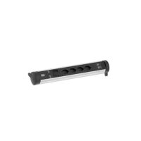 Bachmann Multi-Tischsteckdose Aufb 2USB 706.008 schwarz Aluminium
