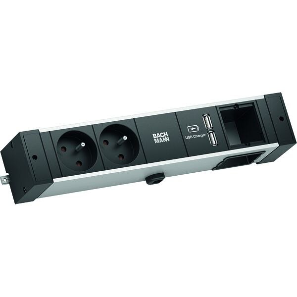 Bachmann Bachmann Steckdosenleiste 2-fach alu 2m 35° 941.002 IP20 1,5qmm