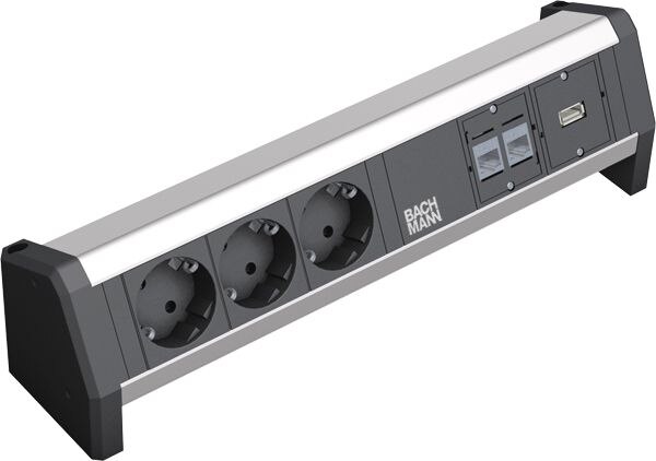Bachmann Bachmann Steckdosenleiste 3/2-fach schwarz 1xUSB DESK 339.1006 35° IP20