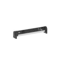 Bachmann Multi-Tischsteckdose Aufb 2USB 708.006 schwarz Aluminium
