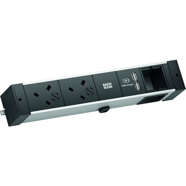 Bachmann Bachmann Steckdosenleiste 2-fach alu 2m 45° 941.003 IP20 1,5qmm