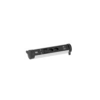 Bachmann Multi-Tischsteckdose Aufb 2USB 706.007 schwarz Aluminium
