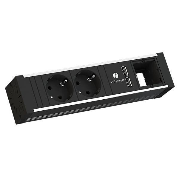 Bachmann Bachmann Steckdosenleiste 2/1-fach schwarz 1xUSB 936.001 0,2m 35° IP20