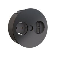 Bachmann Steckdose 1-fach schwarz matt Einb mit BS TWIST 931.131 Klappdeckel IP20