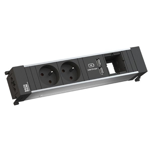 Bachmann Bachmann Steckdosenleiste alu 2xUSB 35° 909.0059 IP20