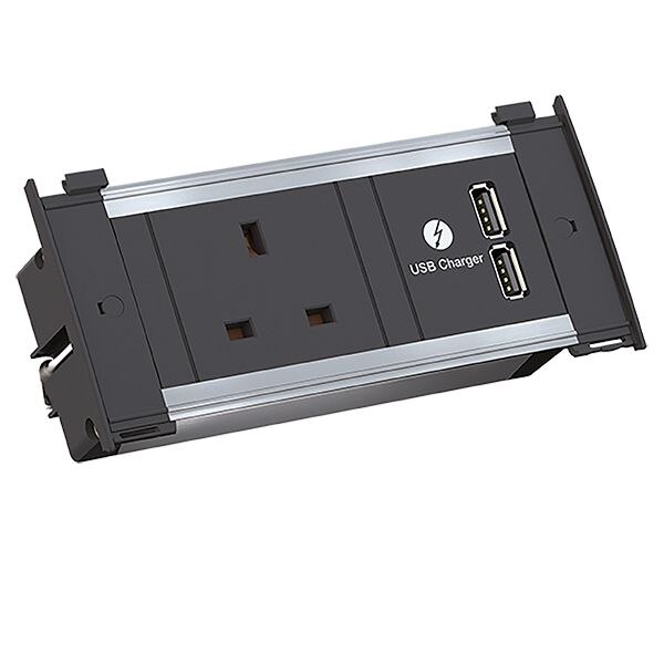 Bachmann Bachmann Steckdosenleiste 1-fach alu 1xUSB 927.207 2m 90° IP20 1,5qmm
