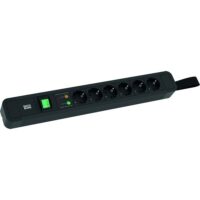 Bachmann Steckdosenleiste 6-fach schwarz 2m 35° 350.011 mit Ein/Aus IP20 ÜSS 1,5qmm