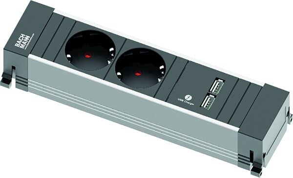 Bachmann Bachmann Steckdosenleiste 2/1-fach schwarz 1xUSB 916.0040 0,1m 35° IP20