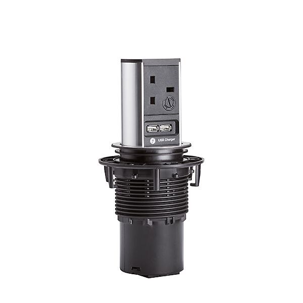 Bachmann Bachmann Multi-Tischsteckdose EB 1Steckd 928.026 2USB schwarz Aluminium