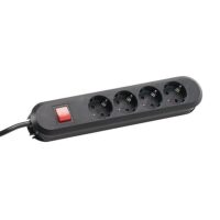 Bachmann Steckdosenleiste 4-fach schwarz 1,5m 35° 381.130K mit Ein/Aus IP20 1,5qmm