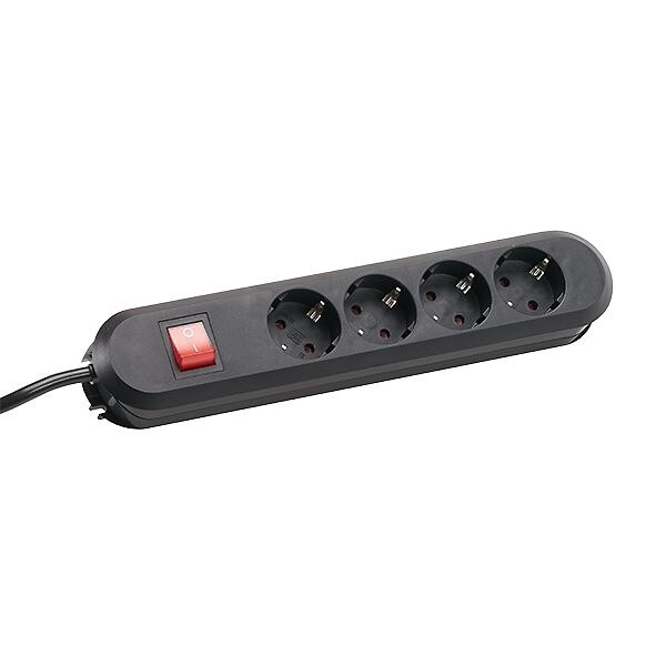 Bachmann Bachmann Steckdosenleiste 4-fach schwarz 1,5m 35° 381.130K mit Ein/Aus IP20 1,5qmm
