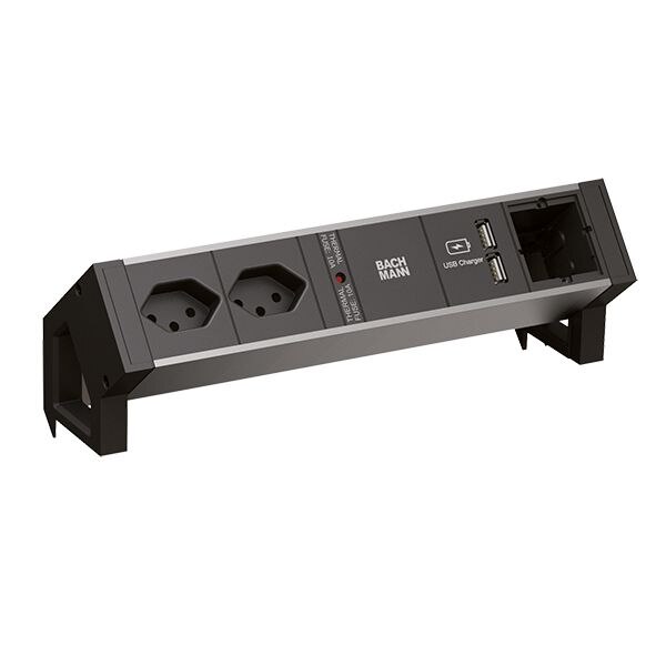 Bachmann Bachmann Steckdosenleiste 2-fach alu 2xUSB 937.003 0,2m 35° IP20 1,5qmm