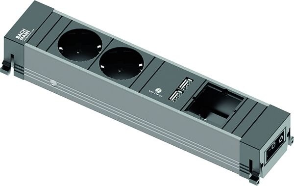 Bachmann Bachmann Steckdosenleiste 2-fach alu 35° 909.0056 IP20