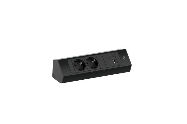 Bachmann Bachmann Multi-Tischsteckdose Aufb 2USB 932.102 2Steckd schwarz Aluminium
