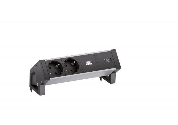Bachmann Bachmann Steckdosenleiste 2-fach alu 1xUSB 937.302 0,2m 35° IP20 1,5qmm