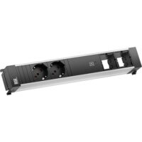 Bachmann Steckdosenleiste 2-fach alu 1xUSB 916.540 0,2m 35° IP20 1,5qmm
