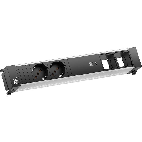 Bachmann Bachmann Steckdosenleiste 2-fach alu 1xUSB 916.540 0,2m 35° IP20 1,5qmm