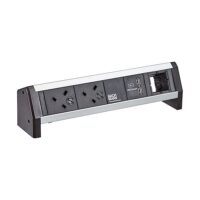 Bachmann Steckdosenleiste 2-fach alu 1xUSB 902.0260 1m 45° IP20 1,5qmm