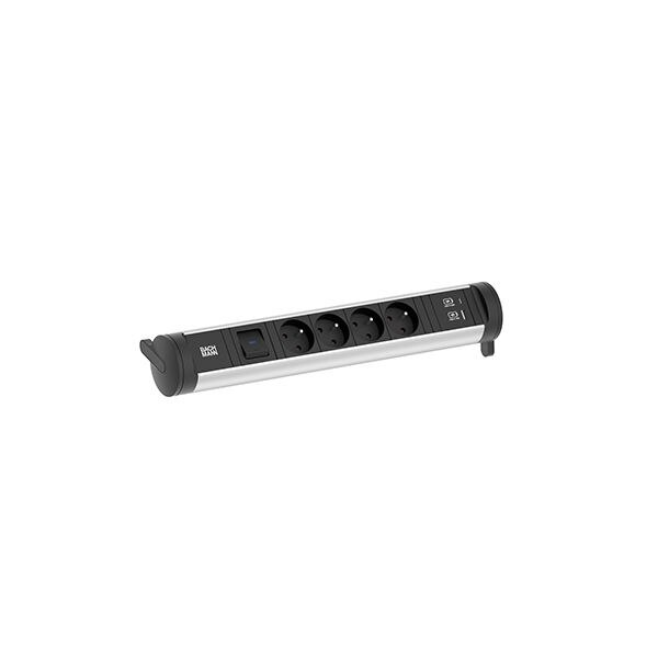 Bachmann Bachmann Multi-Tischsteckdose Aufb 2USB 706.006 schwarz Aluminium