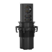Bachmann Multi-Tischsteckdose Aufb schwarz 928.0037 1Steckd Aluminium