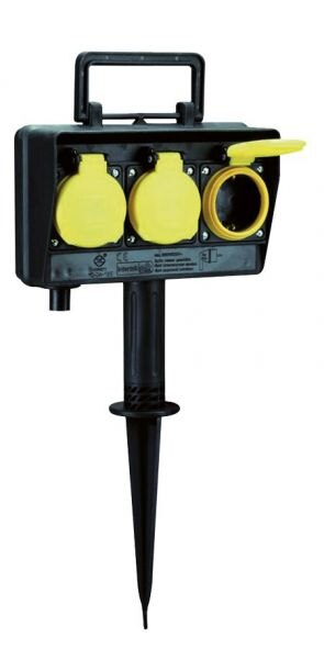 Bachmann ELTROPA Gartensteckdose 3-fach schwarz 2m 35° EGS 3.3 IP44 1,5qmm