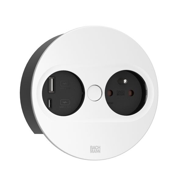 Bachmann Bachmann Steckdose 1-fach weiß matt 1USB-A Einb TWIST 946.206 1USB-C mit BS Klappdeckel IP20