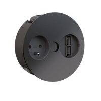 Bachmann Steckdose 1-fach schwarz matt Einb mit BS TWIST 931.132 UTE Frankreich Klappdeckel