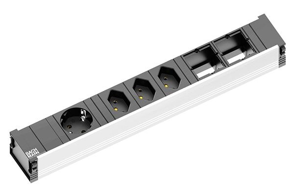 Bachmann Bachmann Steckdosenleiste 1/3-fach alu 0,1m 912.035 35° IP20 1,5qmm