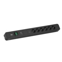 Bachmann Steckdosenleiste 6-fach schwarz 2m 35° 350.021 mit Ein/Aus IP20 Netzentstör ÜSS