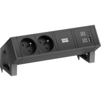 Bachmann Steckdosenleiste alu 2xUSB 0,2m 902.980 35° IP20 1,5qmm