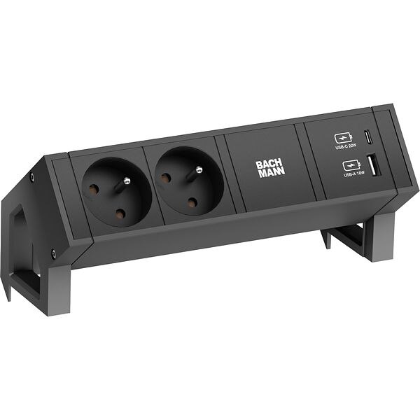 Bachmann Bachmann Steckdosenleiste alu 2xUSB 0,2m 902.980 35° IP20 1,5qmm