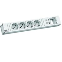 Bachmann Multi-Tischsteckdose EB 2USB weiß 912.710 Aluminium