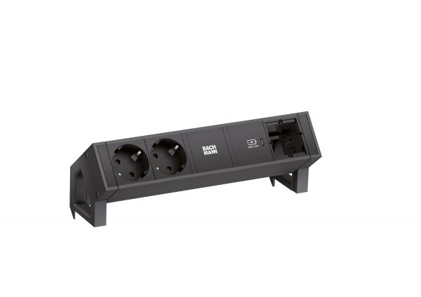Bachmann Bachmann Steckdosenleiste 2-fach alu 1xUSB 902.966 0,2m 35° IP20 1,5qmm