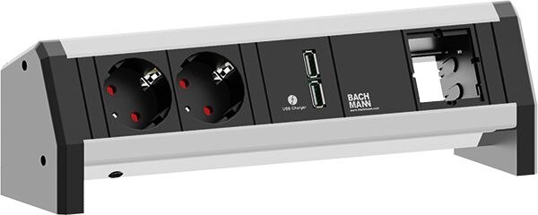 Bachmann Bachmann Steckdosenleiste 2-fach schwarz 1xUSB 902.0182 45° IP20