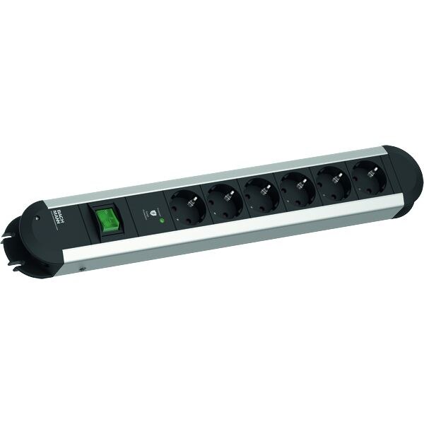 Bachmann Bachmann Steckdosenleiste 6-fach alu 2m 35° 331.015 mit Ein/Aus IP20 ÜSS 1,5qmm