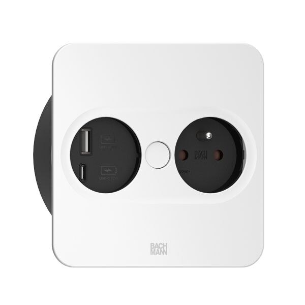 Bachmann Bachmann Steckdose 1-fach weiß matt 1USB-A Einb TWIST 946.207 1USB-C mit BS Klappdeckel IP20
