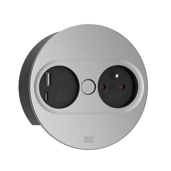 Bachmann Bachmann Steckdose 1-fach si matt 1USB-A Einb TWIST 946.014 1USB-C mit BS Klappdeckel IP20
